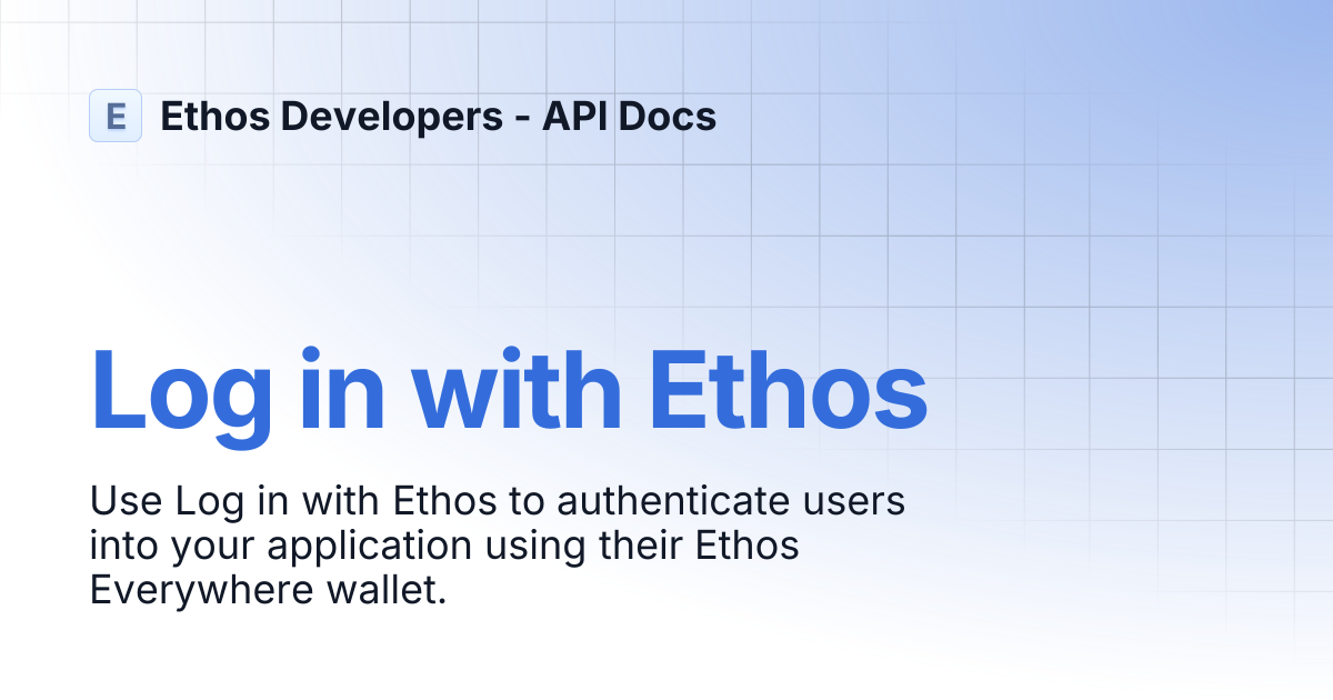 Log in with Ethos | Ethos Developers - API Docs
